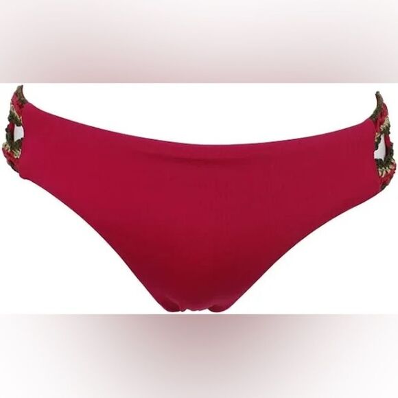 Becca NWT Medina Hipster Crochet Bikini Bottom in Raspberry Size Large - Picture 4 of 5
